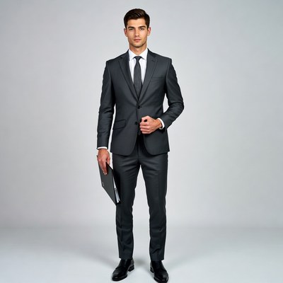 Man in suit holding folder