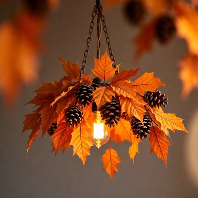 Autumn leaf pinecone pendant lamp