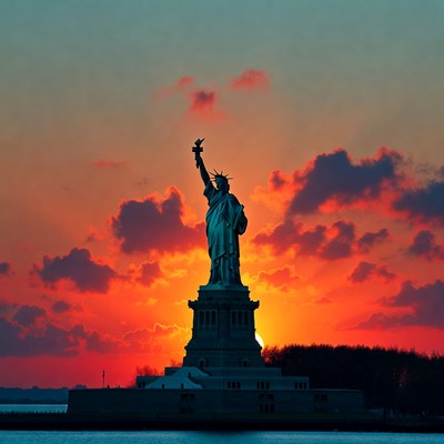 Statue of Liberty at Sunset