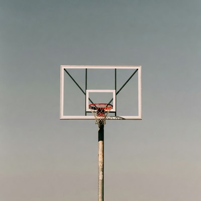 Basketball hoop on pole