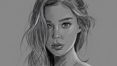 Beautiful woman portrait sketch
