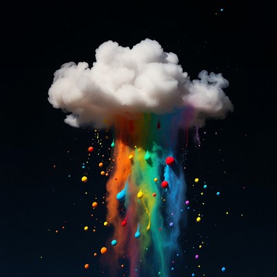 Rainbow Cloud Pouring Paint