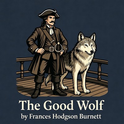 Pirate man with wolf on ship deck