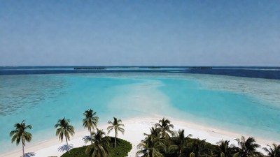 Tropical Overwater Bungalows with Turquoise Lagoon