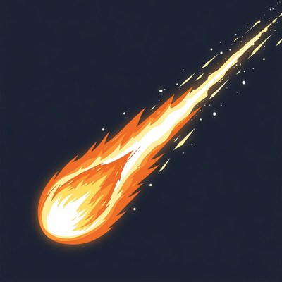 Fiery Comet Streaking Across Sky