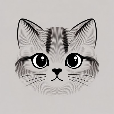 Cute kitten face illustration