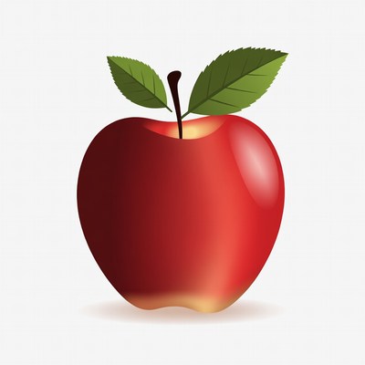 Red apple with green leaf