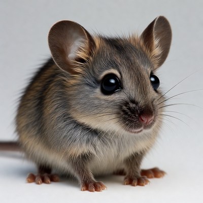 Cute baby mouse on white background