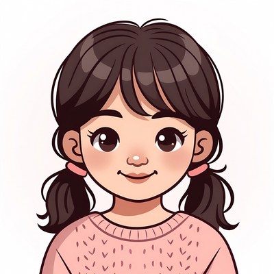 Asian girl with pigtails smiling