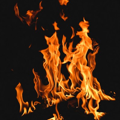 Burning Flames on Black Background