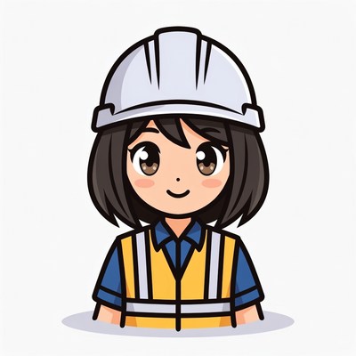 Cute Asian girl in hard hat