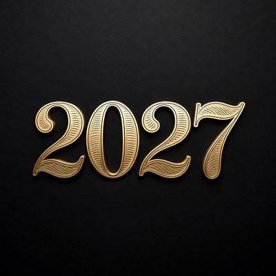 Golden 2027 on Black Background