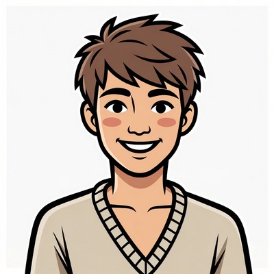 Smiling Asian young man illustration