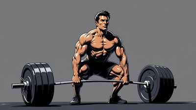 Muscular man deadlifting barbell