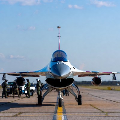 F-16 Fighter Jet with Ground Crew