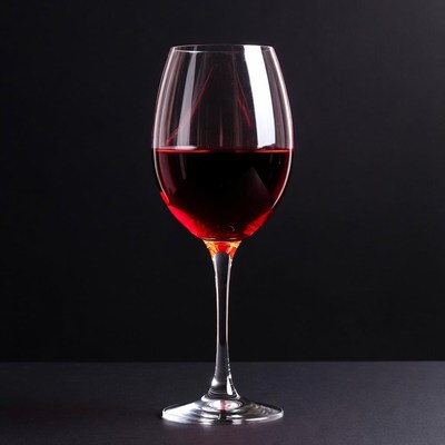 Red Wine Glass on Black Background