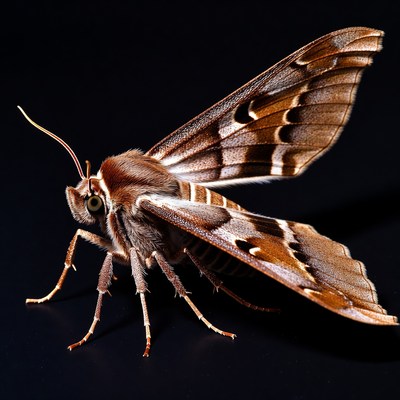 Brown moth with striped wings