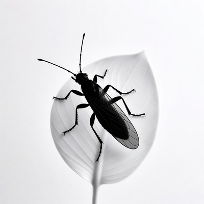 Black bug on white leaf
