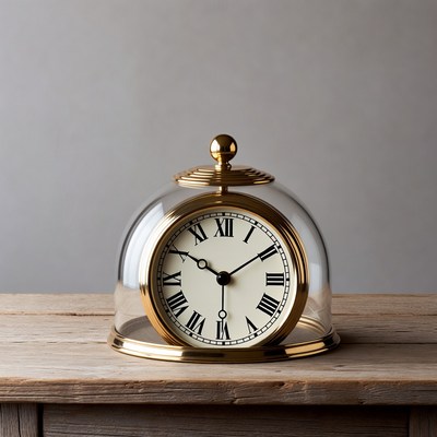 Gold Clock Under Glass Dome