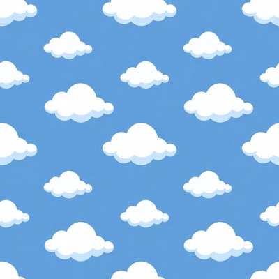 Blue Sky Clouds Seamless Pattern