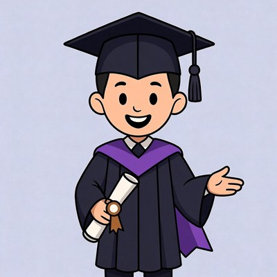 Cartoon boy in graduation gown