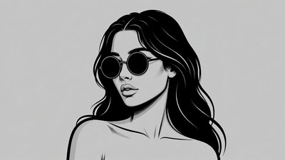 Woman with round sunglasses illustration