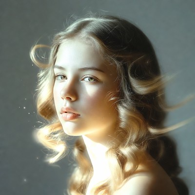 Beautiful blonde girl with flowing hair