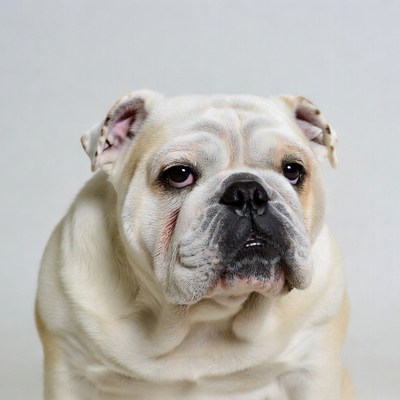 White English Bulldog close-up