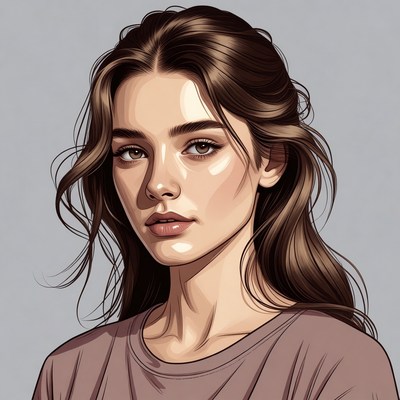 Beautiful woman with wavy brown hair