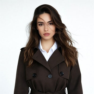 Woman in brown trench coat