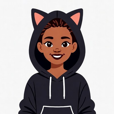 African-American girl in cat ear hoodie