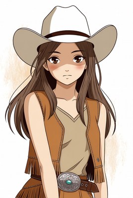 Anime girl in cowboy hat