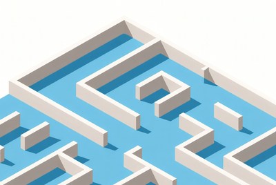 Isometric Blue Maze Labyrinth