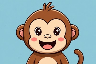 Cute cartoon monkey smiling