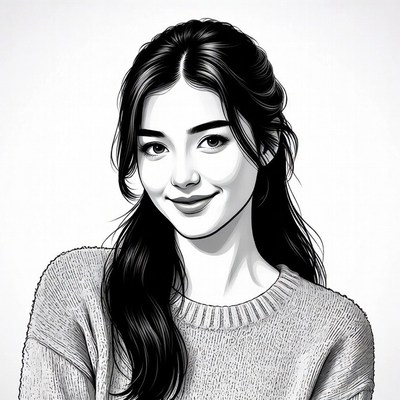 Asian woman smiling in sweater