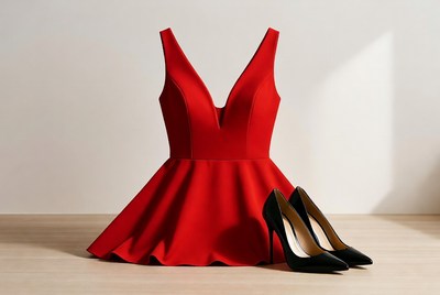 Red Dress with Black Heels