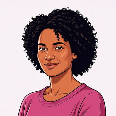 African-American woman with curly hair