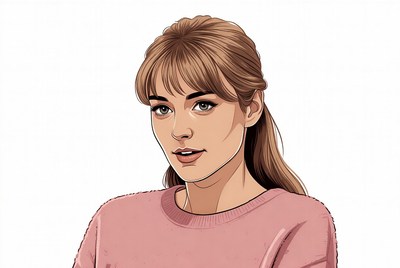 Blonde woman in pink sweater