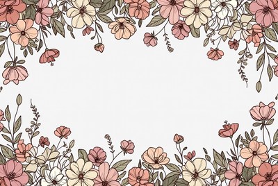 Pink Floral Frame Illustration
