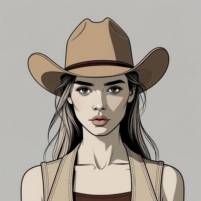 Woman wearing cowboy hat