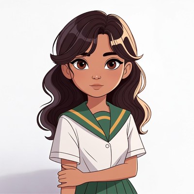 Anime girl in green sailor uniform