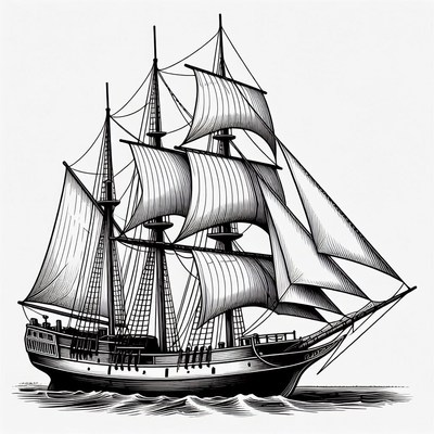 Sailing Ship on Ocean