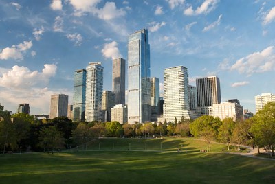 Modern Skyscrapers Over Green Park