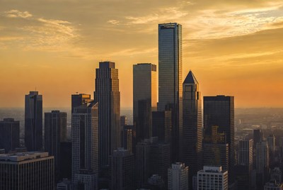 Dallas skyline at sunset