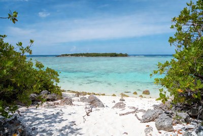 Tropical beach with turquoise lagoon