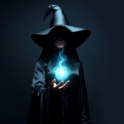 Woman holding blue magic orb