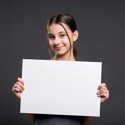 Girl holding blank sign