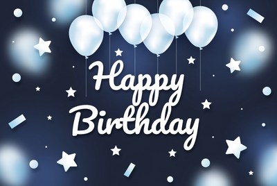 Happy Birthday with White Balloons