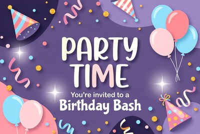 Party Time Birthday Bash Invitation