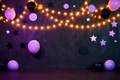 Pink Black Balloons Festive String Lights
